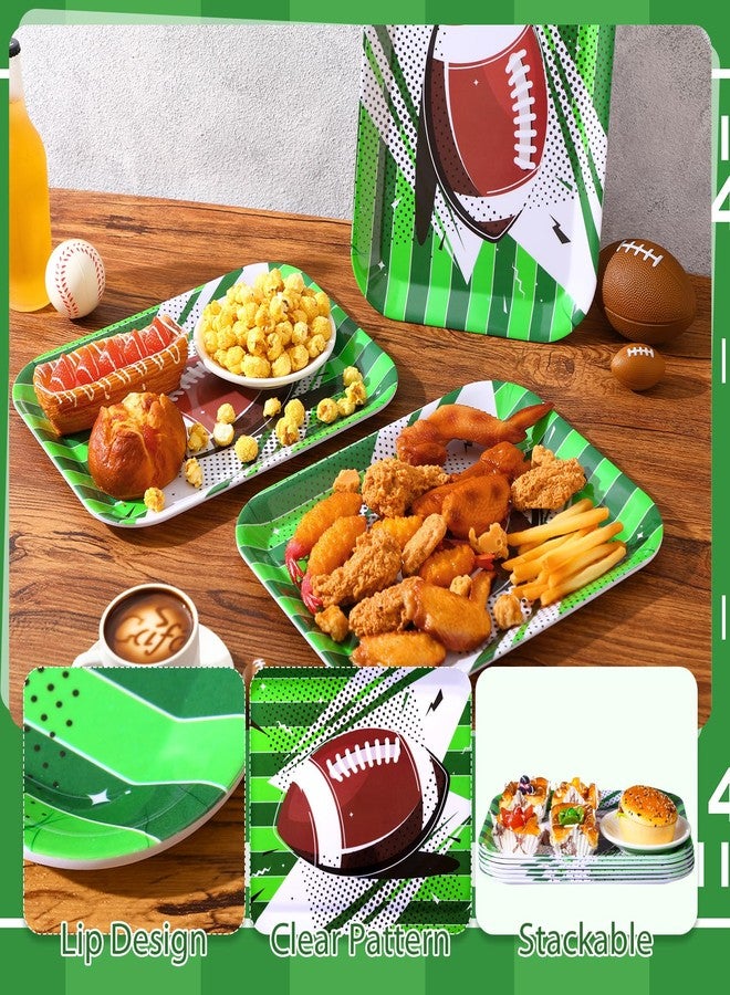 Singhoow 6 Pcs Football Serving Trays 13 x 10 Inch Plastic Football Snack Tailgate Party Serving Platter Reusable, Rectangular, Green for Sports Food Birthday Party Decorations - Image 3